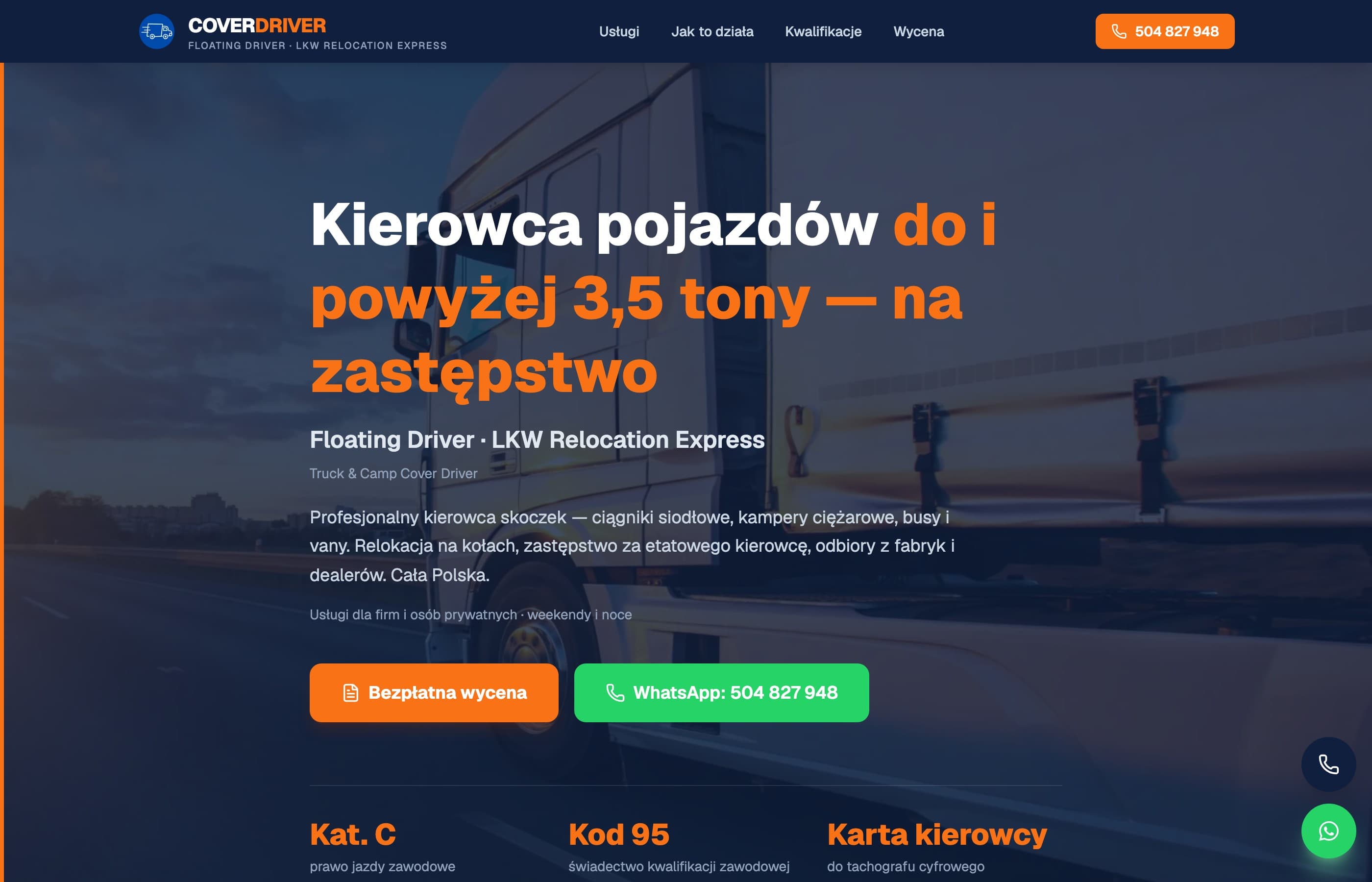 Kierowca na Zastępstwo – CoverDriver, relokacja LKW